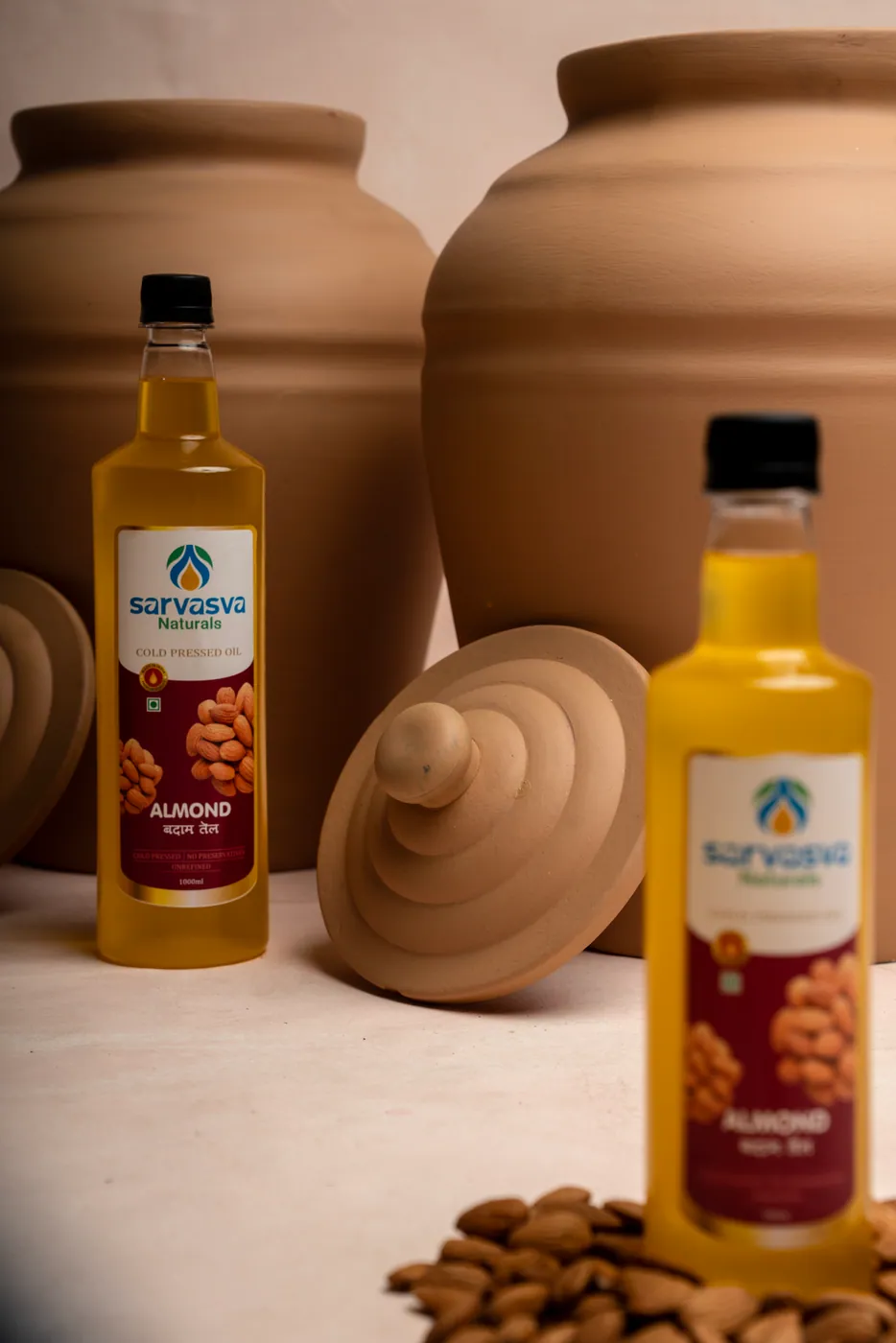 Almond Oil — cold pressed in a wooden ghani