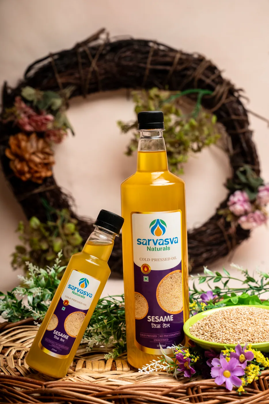 Sesame Oil — cold pressed in a wooden ghani