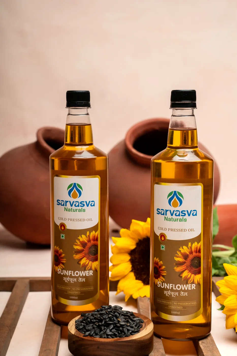 Sunflower Oil — cold pressed in a wooden ghani